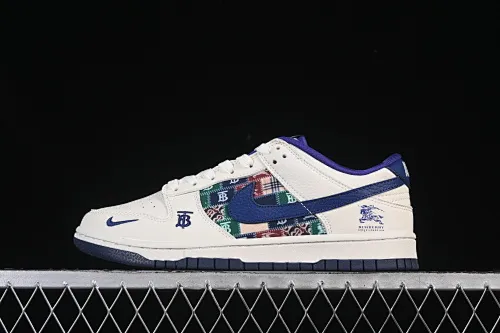 All categories Nk SB Dunk Series Nk SB Dunk Low High-end customized low-top sneakers Nike SB Dunk Low Burberry co-branded white and blue retro splicing High-end customized low-top casual sneakers SD6688-002